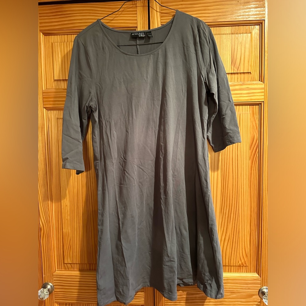 Attitudes by Renée Grey Midi Dress 3/4 sleeve size XL